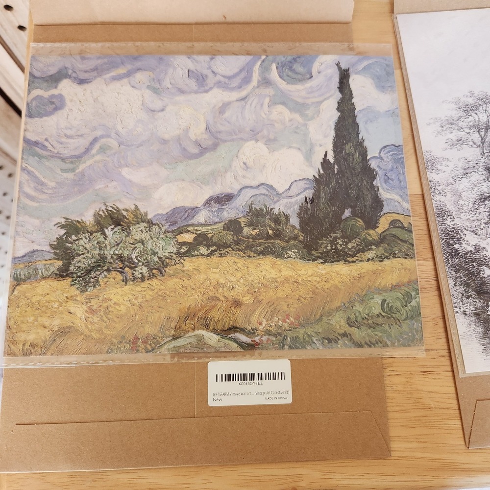 1950 Vintage Full Color Art Plate "Wheat‎ Field w/Cypresses" Van Gogh Lithograph